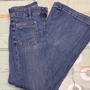 AE Super High-Rise Flare Blue Jeans